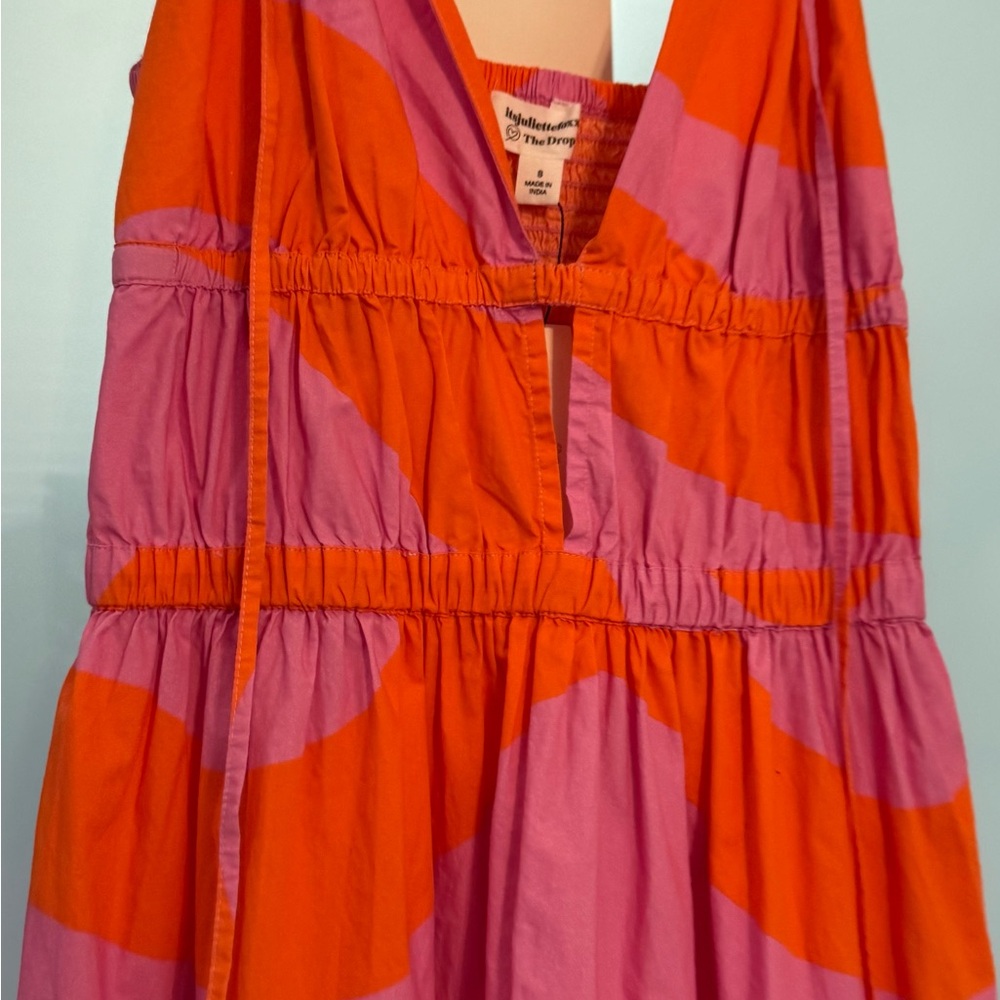 The Drop Pink and Orange Halter Maxi Sundress with slit - Picture 6 of 12
